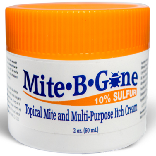 Mite-B-Gone 10% Crema de Azufre (2oz) | Alivio de la picazón causada por ácaros, picaduras de insectos, acné y hongos