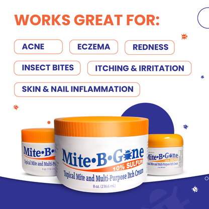 Mite-B-Gone 10% Sulfur Cream (4oz) | Itch Relief from Mites, Insect Bites, Acne, and Fungus