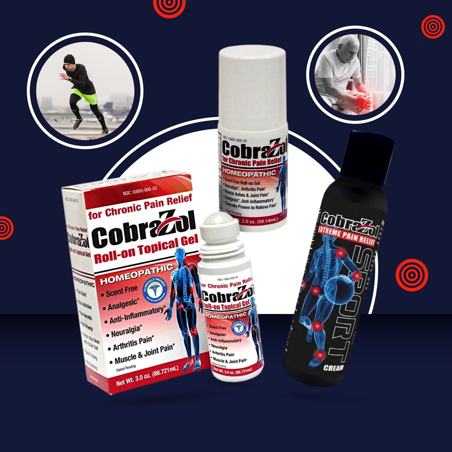 CobraZol™ for Clinically Proven Chronic Pain Relief | Clinically Proven | 3 oz Topical Roll-On Gel