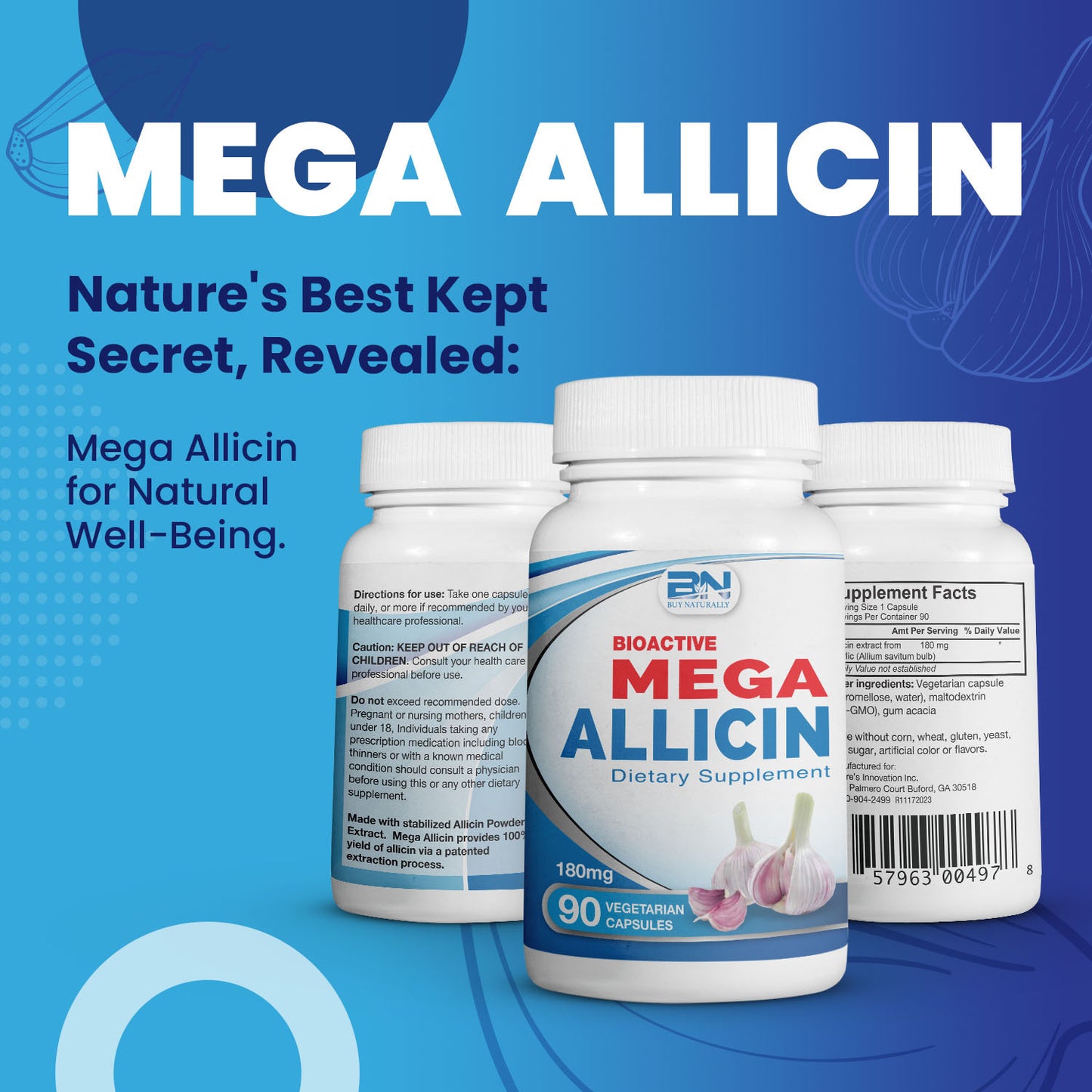 Mega Allicin 100% alicina de ajo premium - 90 unidades