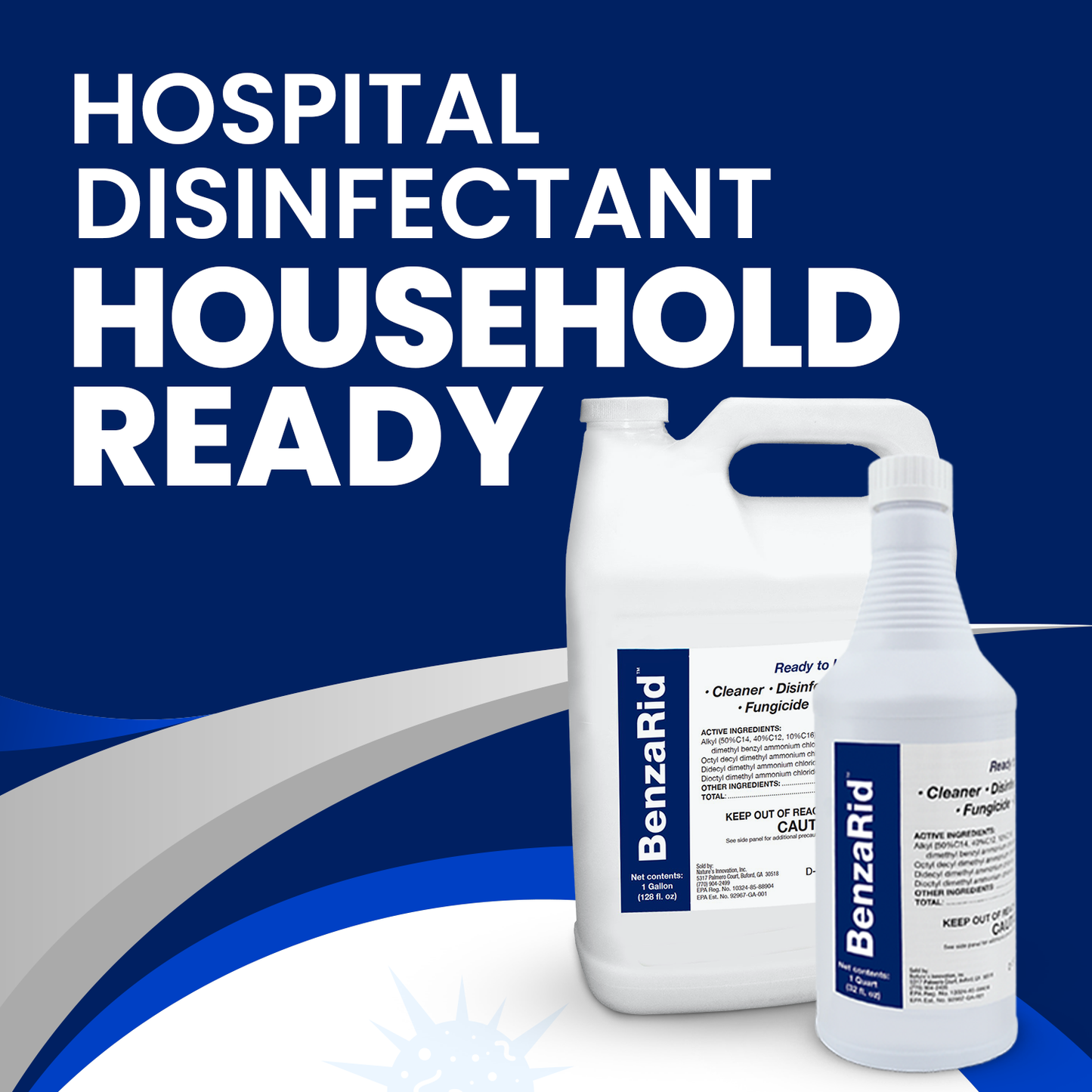 BenzaRid Professional Disinfectant (4) 1 Gallon Set | EPA Registered