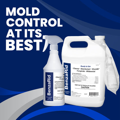 BenzaRid Pro Mold Killer | Multi-Purpose Fungicide, MildewStat & Disinfectant | EPA Registered | 1 Gal + 32oz