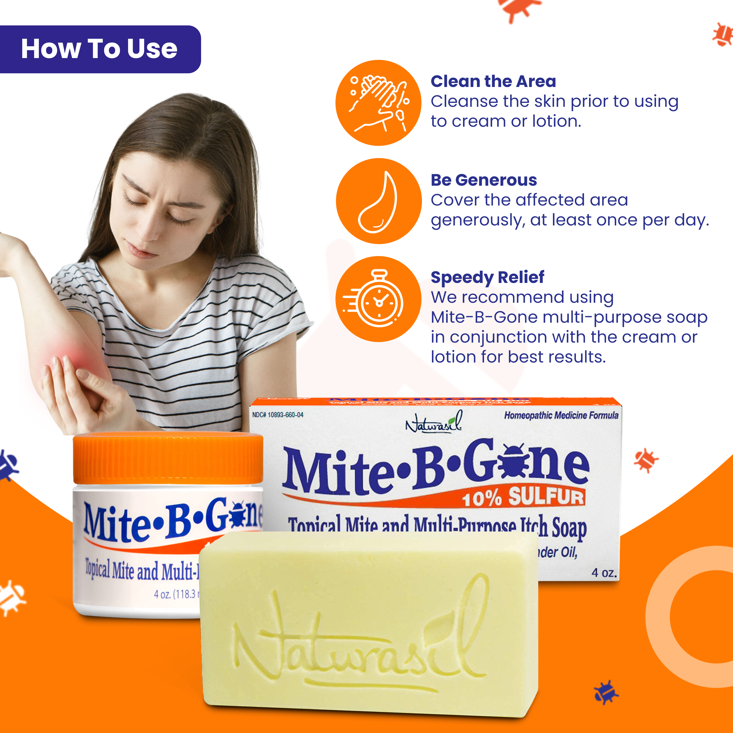 Mite Eliminator Relief Pack | Mite-B-Gone 10% Sulfur Cream | 2- Mite-B ...